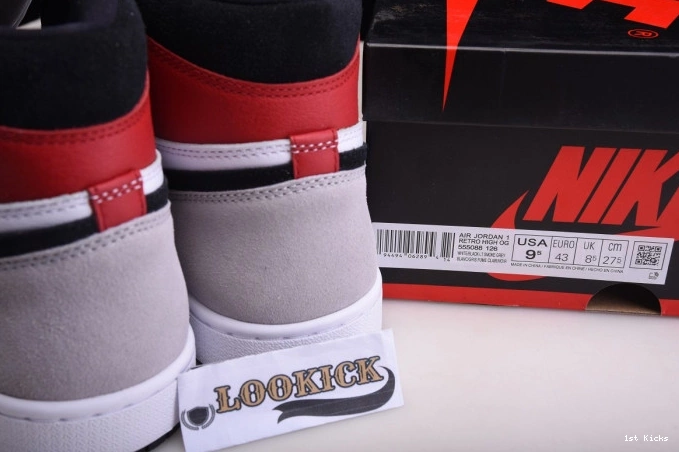 1st Kicks Light Jordan Grey High 1 555088-126 Air OG Smoke 0804